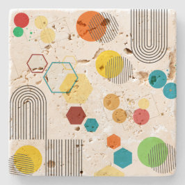 Middeleeuwse geometrische Sinaasappel Groen Stenen Onderzetter