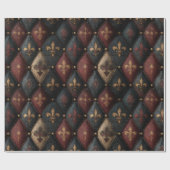 Middeleeuwse Geplooide Fleur-de-Lis Harlekijn Patr Cadeaupapier (Vlak)