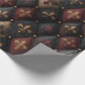 Middeleeuwse Geplooide Fleur-de-Lis Harlekijn Patr Cadeaupapier (Hoek)