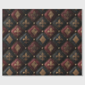 Middeleeuwse Geplooide Fleur-de-Lis Harlekijn Patr Cadeaupapier (Vlak)