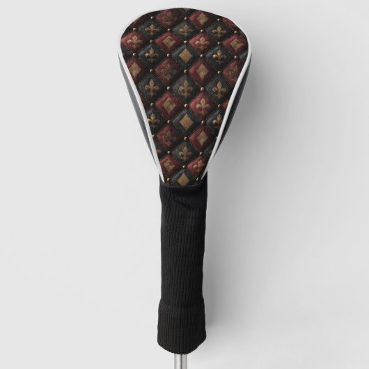 Middeleeuwse Geplooide Fleur-de-Lis Harlekijn Patr Golfheadcover (Voorkant)