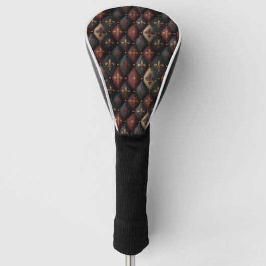 Middeleeuwse Geplooide Fleur-de-Lis Harlekijn Patr Golfheadcover (Voorkant)