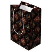 Middeleeuwse Geplooide Fleur-de-Lis Harlekijn Patr Medium Cadeauzakje (Achterkant Gekanteld)