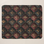 Middeleeuwse Geplooide Fleur-de-Lis Harlekijn Patr Sherpa Deken (Voorkant (horizontaal))
