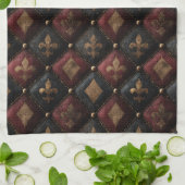 Middeleeuwse Geplooide Fleur-de-Lis Harlekijn Patr Theedoek (Gevouwen)