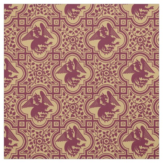 Middeleeuwse Germaanse Griffin Dragon Pattern Stof (Swatch)
