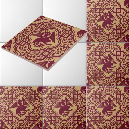 Middeleeuwse Germaanse Griffin Dragon Pattern Tegeltje