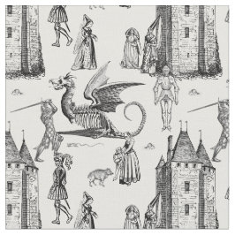 middeleeuwse gotische drakenridder skelet toile stof