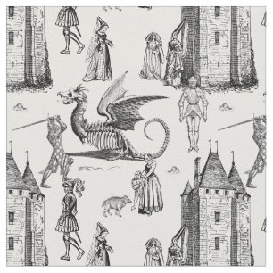 middeleeuwse gotische drakenridder skelet toile stof