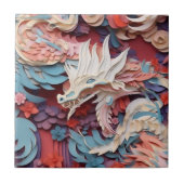 Middeleeuwse Gotische Fantasy Dragon Head 3D Abstr Tegeltje (Voorkant)