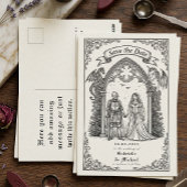 Middeleeuwse Gotische Ridder Bruid Bruidegom Bewaa Briefkaart