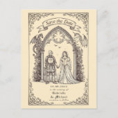 Middeleeuwse Gotische Sepia Oude Papier Save The D Briefkaart (Voorkant)