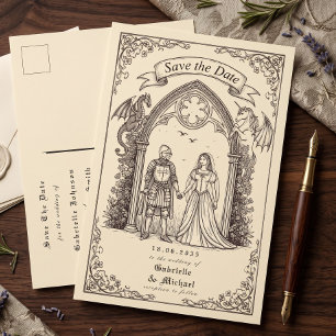 Middeleeuwse Gotische Sepia Oude Papier Save The D Briefkaart