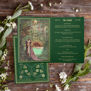 Middeleeuwse gouden bloemharten en zwaard bruiloft