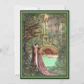 Middeleeuwse gouden bloemharten en zwaard bruiloft kaart (Achterkant)