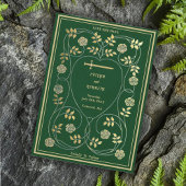 Middeleeuwse gouden bloemharten en zwaard bruiloft save the date