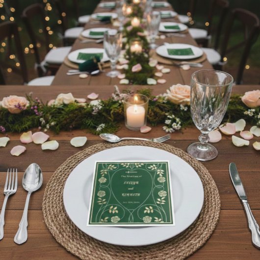 Middeleeuwse gouden bloemharten en zwaard bruiloft servet