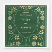 Middeleeuwse gouden bloemharten en zwaard bruiloft servet (Voorkant)