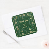Middeleeuwse gouden bloemharten en zwaard dank u vierkante sticker (Envelop)
