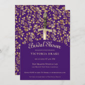 Middeleeuwse gouden bruids douche uitnodiging (Voorkant / Achterkant)