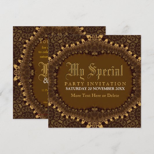  middeleeuwse gouden gotische feestuitnodiging kaart (Voorkant / Achterkant)