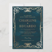  middeleeuwse gouden klimop bruiloft uitnodiging (Voorkant)