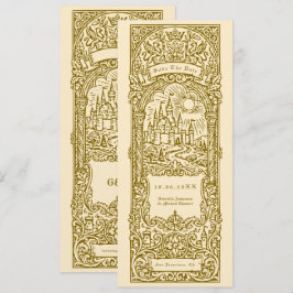 Middeleeuwse Gouden Trouwbladwijzer Save The Date Kaart