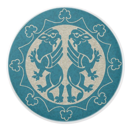 Middeleeuwse Griffins Keramische Knop (Voorkant)