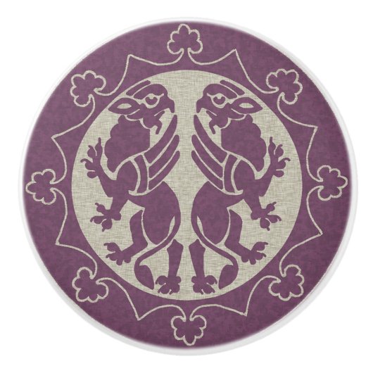 Middeleeuwse Griffins Keramische Knop (Voorkant)