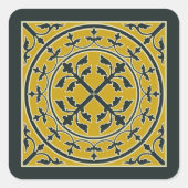 Middeleeuwse groene beige krans laat romaanse kuns vierkante sticker (Voorkant)