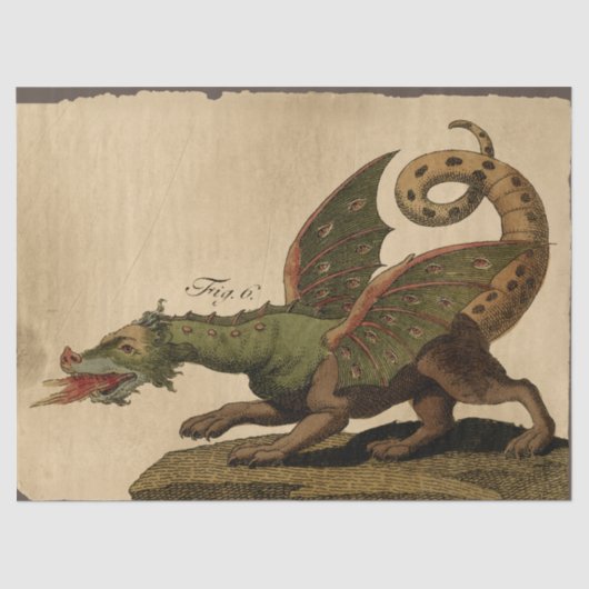  middeleeuwse groene draak-lospagina tissuepapier (Voorkant)