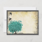 Middeleeuwse Groene Hart Bladboom Liefde Vogel Bedankkaart (Achterkant)