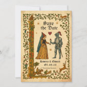 Middeleeuwse handschrift Save the date Kaart (Voorkant)