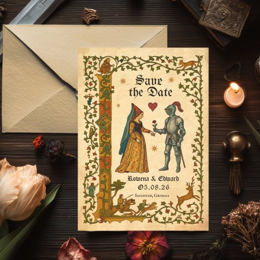 Middeleeuwse handschrift Save the date Kaart