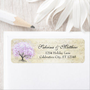 middeleeuwse hart blad lavendel boom liefde vogel  etiket