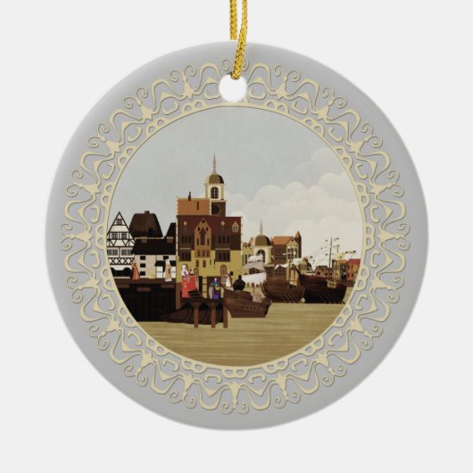 Middeleeuwse haven keramisch ornament (Voorkant)