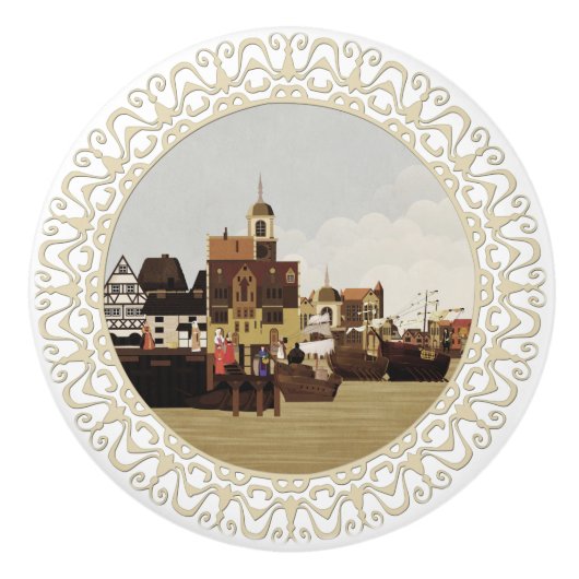 Middeleeuwse haven keramische knop (Voorkant)