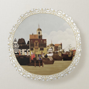 Middeleeuwse haven rond kussen