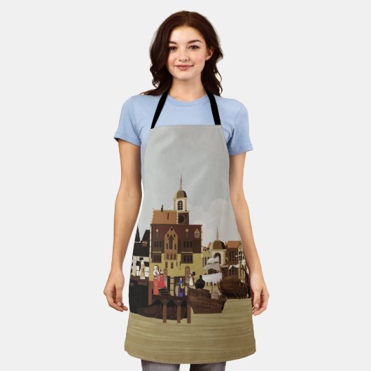 Middeleeuwse haven schort (Gedragen)