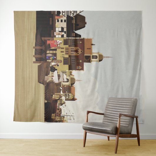 Middeleeuwse haven wandkleed (In Situ (horizontaal))