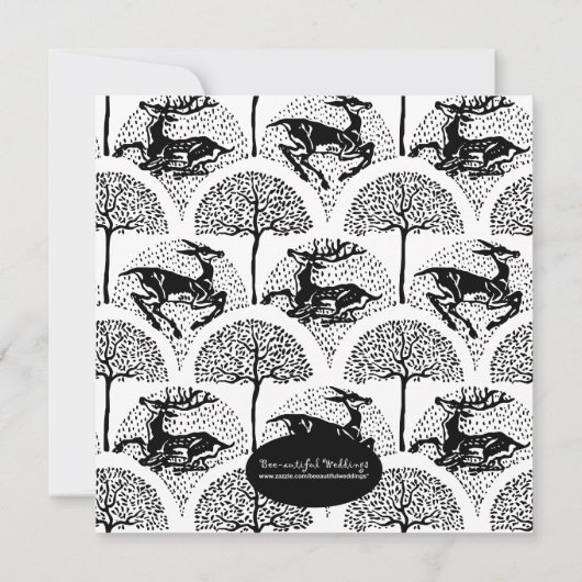 Middeleeuwse herten en bomen, 5,25 "x5,25" uitnodi kaart (Achterkant)