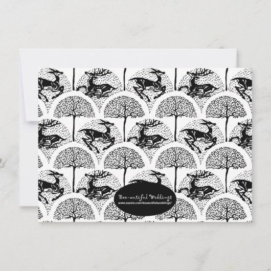 Middeleeuwse herten en bomen, bewaar de datum save the date (Achterkant)