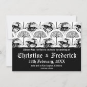 Middeleeuwse herten en bomen, bewaar de datum save the date (Voorkant)