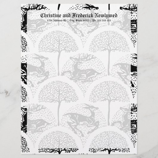 Middeleeuwse herten en bomen, briefhoofd (Voorkant)