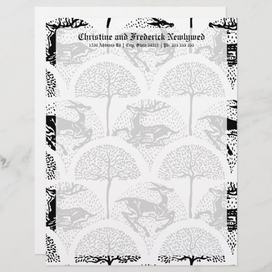 Middeleeuwse herten en bomen, briefhoofd (Voorkant / Achterkant)