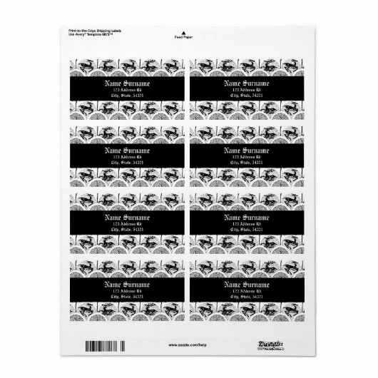 Middeleeuwse herten en bomen, labels (Full Sheet)