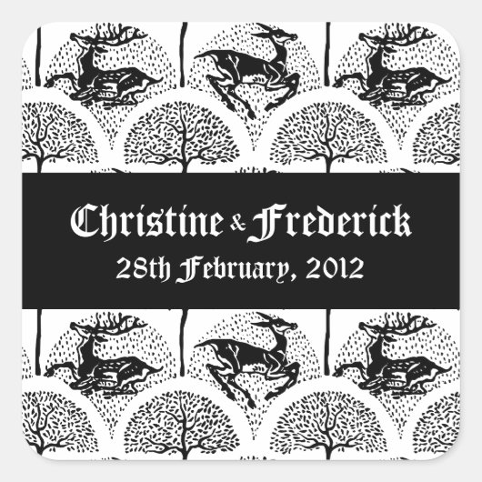 Middeleeuwse herten en bomen, souvenir stickers (Voorkant)