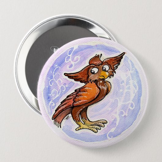 Middeleeuwse hibou ronde button 4,0 cm (Voorkant /achterkant)