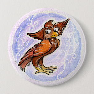 Middeleeuwse hibou ronde button 4,0 cm