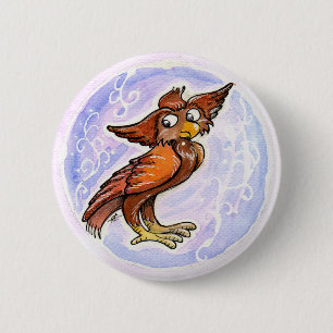 Middeleeuwse hibou ronde button 5,7 cm